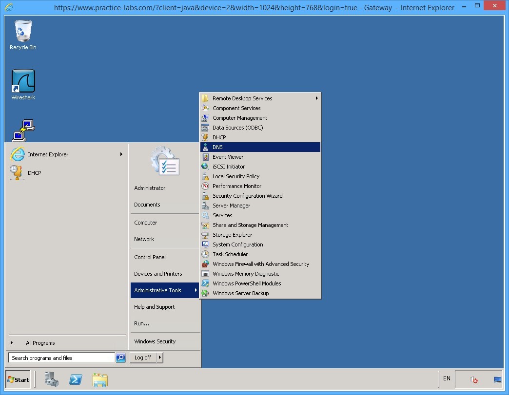 Practice Labs screenshot.